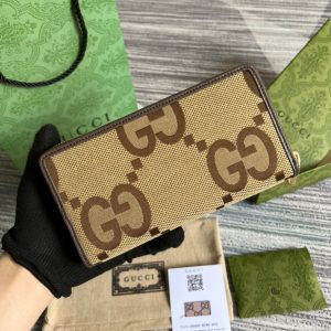 Gucci Diana Jumbo GG Zip Around Wallet With GG Signature Brown For Men 7.5in/19cm GG