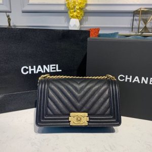 Chanel Boy HandBag Black For Women, Women's Bags, Shoulder And Crossbody Bags 9.8in/25cm A67086