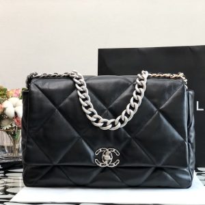 Chanel 19 Maxi Handbag Black For Women 14in/36cm