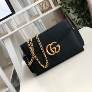 Gucci GG Marmont Mini Chain Bag Black For Women 7.9in/20cm GG