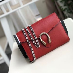 Gucci Dionysus Mini Chain Bag Hibiscus Red Metal-Free Tanned For Women 8in/20cm GG 401231 CAOGX 8990