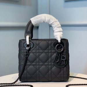 Christian Dior Mini Lady Dior Bag with Chain Matte Hardware Spring/Summer Collection, Black, For Women Women’s Handbags, 18cm CD M0505SLOI_M989