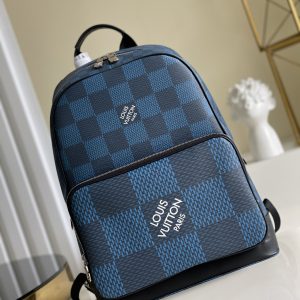 Louis Vuitton Campus Backpack Damier Graphite 3D Canvas Blue For Men, Men's Bags 39cm LV N50008