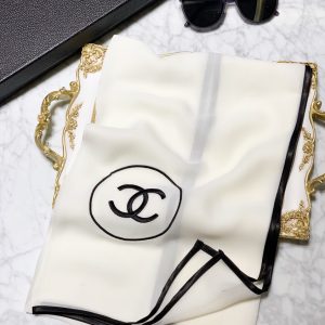 Chanel Silk Ivory Shawl Scarf 180cm/71in