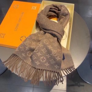 Gucci Wool Stole Pattern Knitted Brown Scarf 180cm/71in