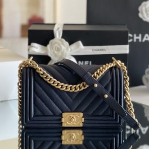 Chanel Medium Boy Handbag Dark Blue For Women 9.8in/25cm A67086