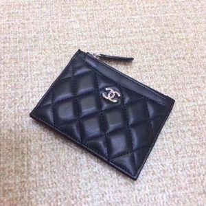 Chanel CO-CO Chanel 19 Pouch 11.5cm/4.5in Silver Hardware For Women Black