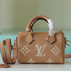 Louis Vuitton Nano Speedy Monogram Empreinte Arizona Beige / Cream For Women, Women's Handbags, Shoulder And Crossbody Bags 6.3in/16cm LV M81457