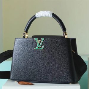 Louis Vuitton Capucines MM Taurillon Black For Women, Women's Handbags, Shoulder And Crossbody Bags 31.5cm/12.4in LV