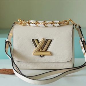 Louis Vuitton Twist MM Epi White For Women, Women’s Bags, Shoulder And Crossbody Bags 9.1in/23cm LV