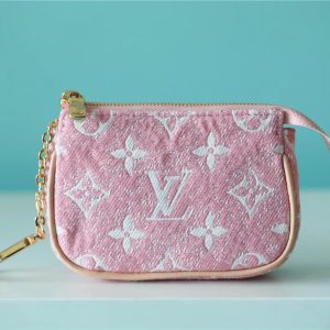Louis Vuitton Mini Pochette Accessoires Monogram Denim Pink For Women, Women's Wallets 6.1in/15.5cm LV 