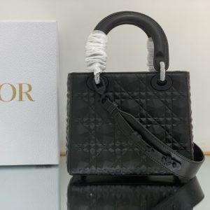 Christian Dior Medium Lady Bag Cannage with Beaded Motif, Black, For Women Women’s Handbags, Crossbody Bags, 20cm CD