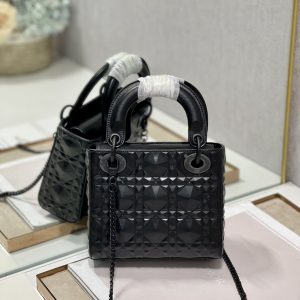 Christian Dior Mini Lady Dior Bag Cannage with Beaded Motif, Black, For Women Women’s Handbags, Crossbody Bags, 17cm CD M0505SNEA_M900