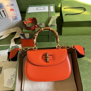 Gucci Bamboo 1947 Small Top Handle Bag Orange  For Women 8.3in/21cm ‎GG 675797 10ODT 7768