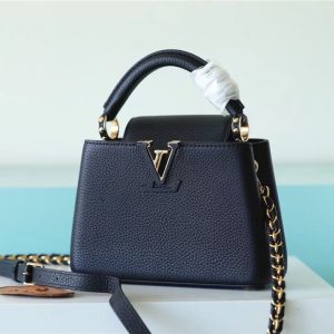 Louis Vuitton Capucines Mini Taurillon Black For Women, Women's Handbags, Shoulder And Crossbody Bags 21cm/8.3in LV