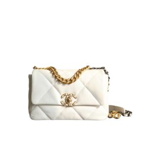 CHANEL 19 FLAP BAG WHITE 32CM