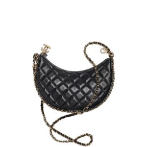CHANEL SMALL HOBO BAG BLACK 20CM AS3917 B10551 94305