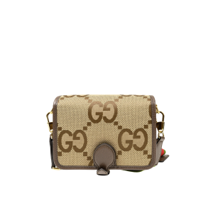 GUCCI SHOULDER BAG CAMEL AND EBONY JUMBO GG CANVAS 20CM ?699438 UKMDG 2570