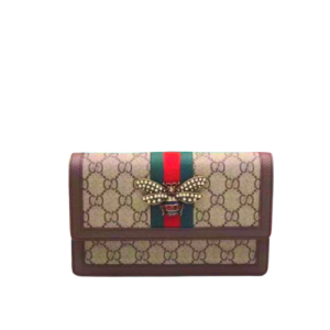 GUCCI LADIES MULTICOLOR QUEEN MARGARET LEATHER MINI SHOULDER BAG BROWN 20CM 476079 9I6QT 8540