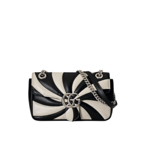 GUCCI GG WOMEN GG MARMONT SHOULDER BAG BLACK AND WHITE 28CM