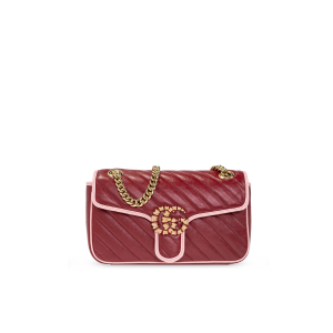 GUCCI GG MARMONT SMALL SHOULDER BAG RED AND PINK 26CM 443497 1X5EG 6476