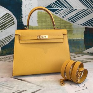 Hermes Kelly 28 Yellow Bag With Gold Toned Harware For Women, Women's Handbags, Shoulder Bags 11in/28cm