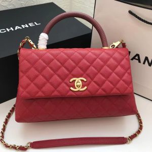 Chanel Large Flap Bag With Top Handle Red For Women, Women's Handbags, Shoulder And Crossbody Bags 11in/28cm A92991