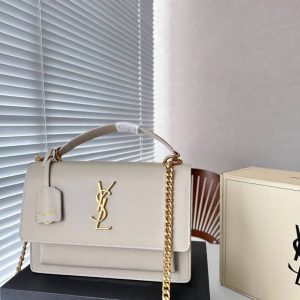 Saint Laurent Sunset Medium Chain Bag White For Women 9.8in/22cm YSL