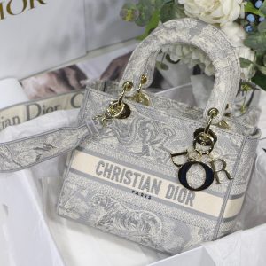 Christian Dior Medium Lady D-Lite Bag Grey, For Women, Women’s Handbags 24cm/9.5in CD