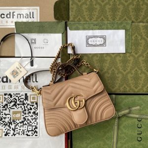 Gucci GG Marmont Mini Top Handle Bag Beige For Women, Women's Bags 8.3in/21cm GG