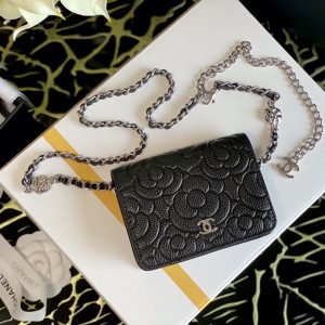 Chanel Woc Camellia Black Bag For Women 12cm/4.5in