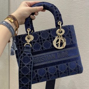 Christian Dior Small Lady D-Lite Blue Bag For Women 9.5in/24cm CD