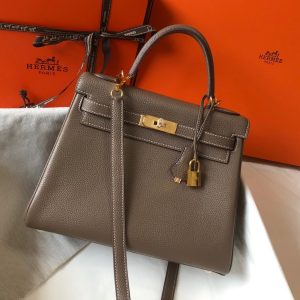 Hermes Kelly 28 Retourne Togo Brown Bag For Women, Women's Handbags, Shoulder Bags 11in/28cm