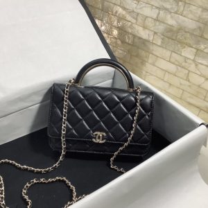 Chanel Hand-Held Oblique Cross Bag Black For Women, Women's Bags 6.7in/19cm