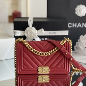 Chanel Medium Boy Handbag Red For Women 9.8in/25cm A67086