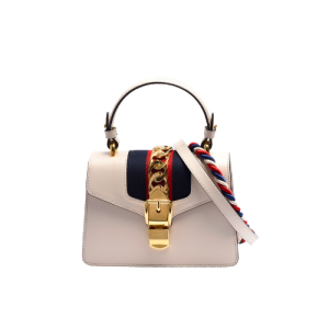 GUCCI LADIES SYLVIE LEATHER MINI BAG IN WHITE 20CM