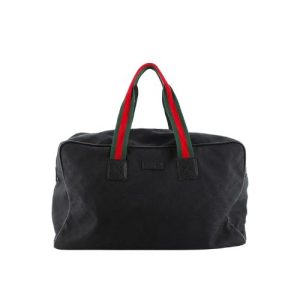 GUCCI WEB CARRY ON DUFFLE GG CANVAS LARGE BLACK 42CM