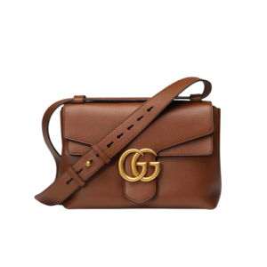 GUCCI GG MARMONT LEATHER SHOULDER BAG BROWN 28CM