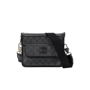 GUCCI MESSENGER BAG WITH INTERLOCKING G BLACK 21CM 674164 92THN 1000