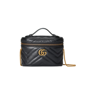 GUCCI GG MARMONT MINI TOP HANDLE BAG BLACK 19CM ?699515 DTDHT 1000
