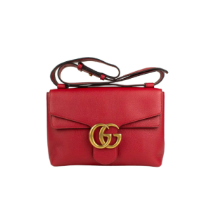 GUCCI GG MARMONT LEATHER SHOULDER BAG RED 28CM