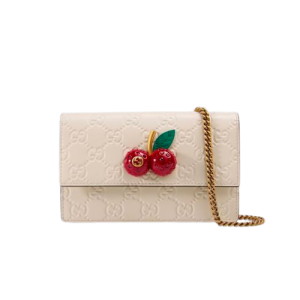 GUCCI GG SUPREME MINI BAG WITH CHERRIES IN WHITE 20CM