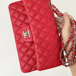 Chanel Small Classic Handbag Red For Women, Women's Bags 9.1in/23cm