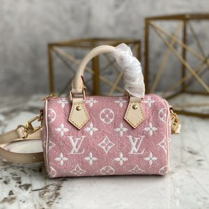Louis Vuitton Nano Speedy Monogram Jacquard Denim Pink For Women, Women's Bags 6.3in/16cm LV M81213
