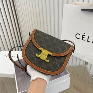 CELINE TEEN BESACE TRIOMPHE IN CANVAS AND CALFSKIN FOR WOMEN 18CM