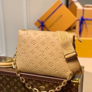 Louis Vuitton Coussin PM Monogram Embossed Puffy Cream For Women, Women’s Handbags, Shoulder And Crossbody Bags 10.2in/26cm LV