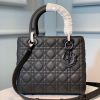 Christian Dior Medium Lady Dior Bag Matte Hardware Black Ultramatte For Women 9.5in/24cm CD M0565SLOI_M989