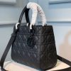 Christian Dior Medium Lady Dior Bag Matte Hardware Black Ultramatte For Women 9.5in/24cm CD M0565SLOI_M989