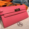 Hermes Kelly Wallet To Go Woc Pink With Gold Toned Hardware Bag For Women 8.2in/21cm