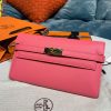 Hermes Kelly Wallet To Go Woc Pink With Gold Toned Hardware Bag For Women 8.2in/21cm